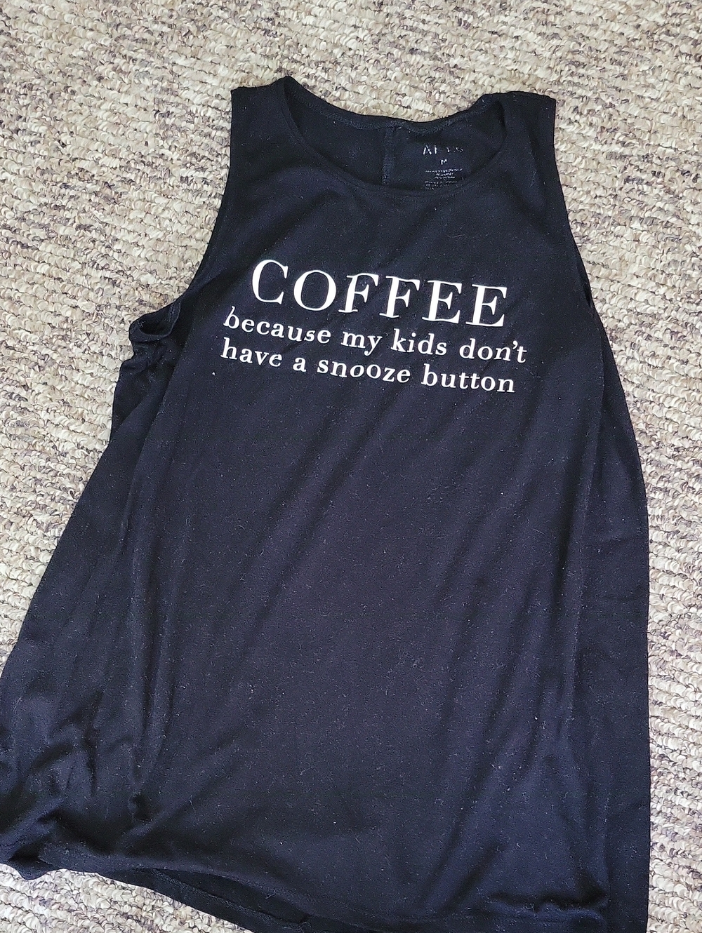 Work Out Black Tank Top with 'COFFEE' Graphic